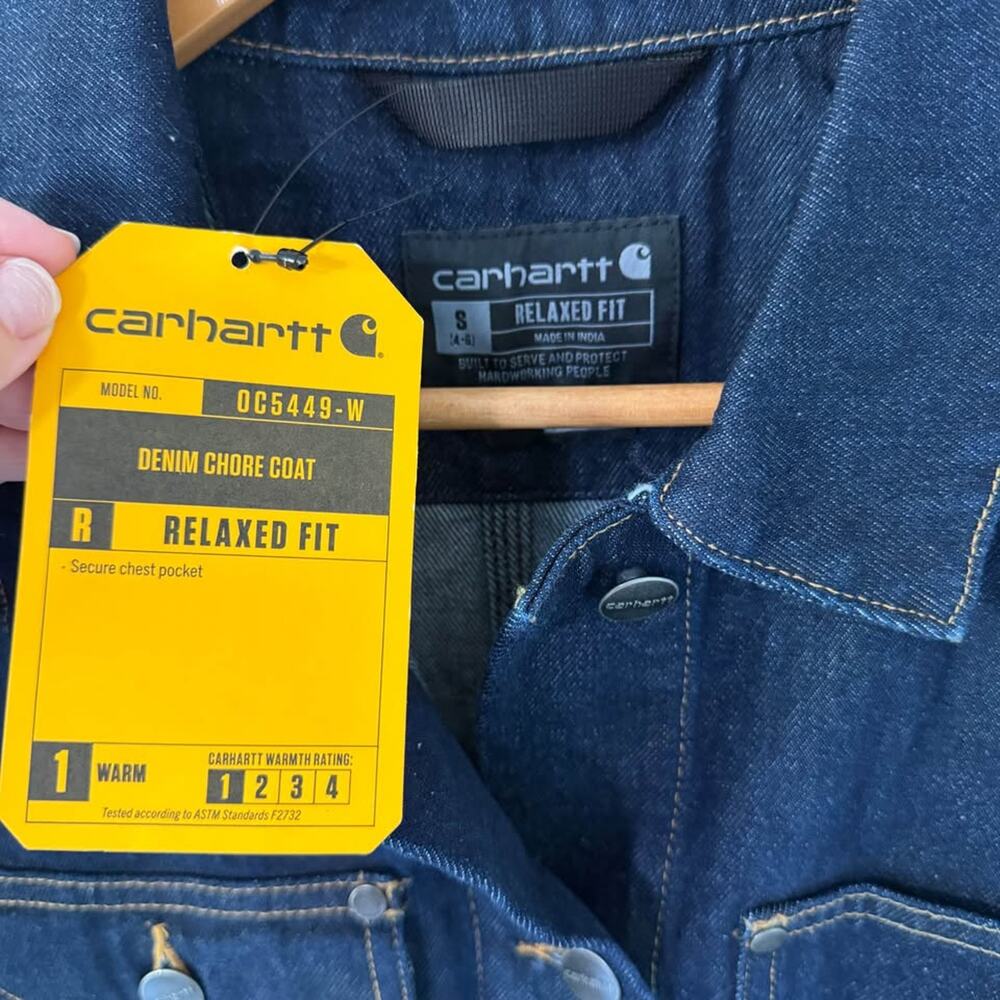 New with Tags Women’s Carhartt Denim Chore Coat Relaxed Fit Size Small - Picture 3 of 9